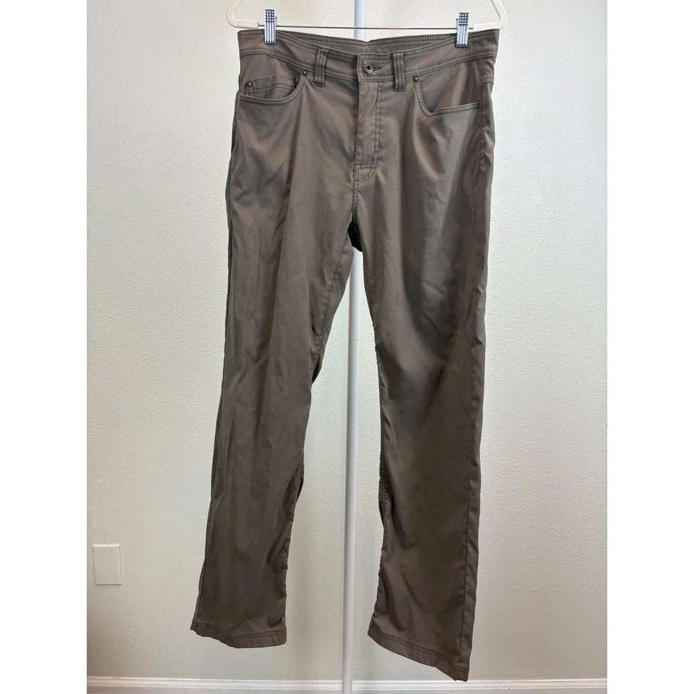 Prana Brion Slim Fit Pants Mens 34x32 Brown Nylon Stretch Hiking Outdoor Trouser